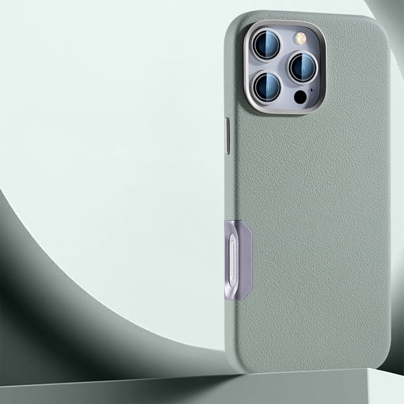 ELEHOLD for iPhone 16 Case, Compatible with Mag Safe Accessory Stylish Litchi Leather Soft Fiber Lining Lip Screen Protection Shockproof Case for iPhone 16,Green
