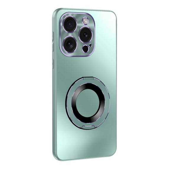 ELEHOLD for iPhone 16 Case, Invisible Ring Kickstand Compatible with Magsafe Accessory Luxury Plating Shockproof Protective Phone Case for iPhone 16,Green