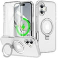 thumbnail image 1 of ELEHOLD for iPhone 16 Case,Magnetic Compatible with Mag Safe Accessory Invisible Stand Built-in Screen Protector Military Drop Protection Shockproof Frosted Translucent Case,Clear, 1 of 6