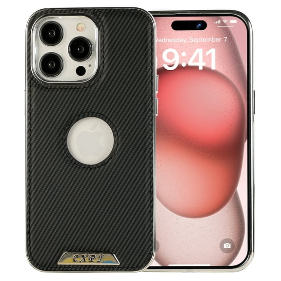 ELEHOLD for iPhone 16 Magnetic Case,  Compatible with Mag Safe Accessory Logo View Classic PU Leather Thin Slim Shockproof Phone Case for iPhone 16,Black