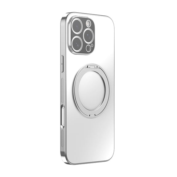ELEHOLD For iPhone 16 Magnetic Case with Full Camera Protector, Shockproof Rugged Magnetic 360° Ring Kickstand Anti-Scratch Frosted Anti-Fingerprint Cover,White