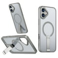 thumbnail image 1 of ELEHOLD For iPhone 16 Plus 6.7Inch Slim Shockproof Magnetic Phone Case, Horizontal & Vertical Kickstand Rugged Cover, MagSafe Compatibe, with Metal Lens Ring, Gray, 1 of 6
