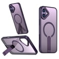 thumbnail image 1 of ELEHOLD For iPhone 16 Plus 6.7Inch Slim Shockproof Magnetic Phone Case, Horizontal & Vertical Kickstand Rugged Cover, MagSafe Compatibe, with Metal Lens Ring, Purple, 1 of 6