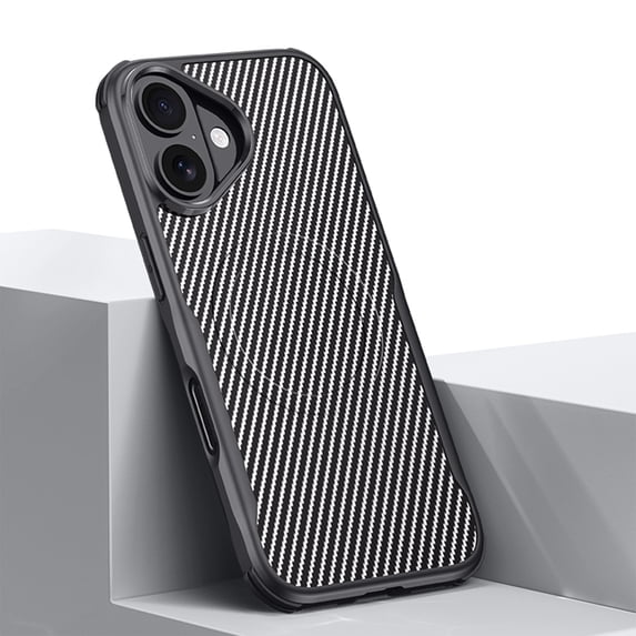 ELEHOLD for iPhone 16 Plus Case, Carbon Fiber Pattern Magnetic Military-Grade Drop Supports Wireless Charging Shockproof Non-slip Phone Case for iPhone 16 Plus,Silver
