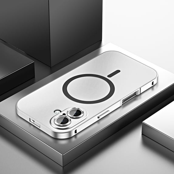 ELEHOLD for iPhone 16 Plus Case, Compatible with Mag Safe Accessory,Luxury Slim Fit Rugged Security Lock Shockproof Anti-Scratch Case with Lens Protector for iPhone 16 Plus,Titaniumsilver