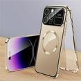 thumbnail image 1 of ELEHOLD for iPhone 16 Plus Case, Compatible with Mag Safe Accessory Military Grade Drop Protection Electroplated Bumper Case with Screen Protector for iPhone 16 Plus,Gold, 1 of 7
