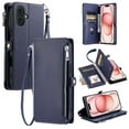 thumbnail image 1 of ELEHOLD for iPhone 16 Plus Case,  Full Body Protection Crossbody Flip Zipper Credit Card Slot Wallet Case Kickstand Shockproof Leather Case with Shoulder Strap and Wrist Strap, Darkblue, 1 of 10