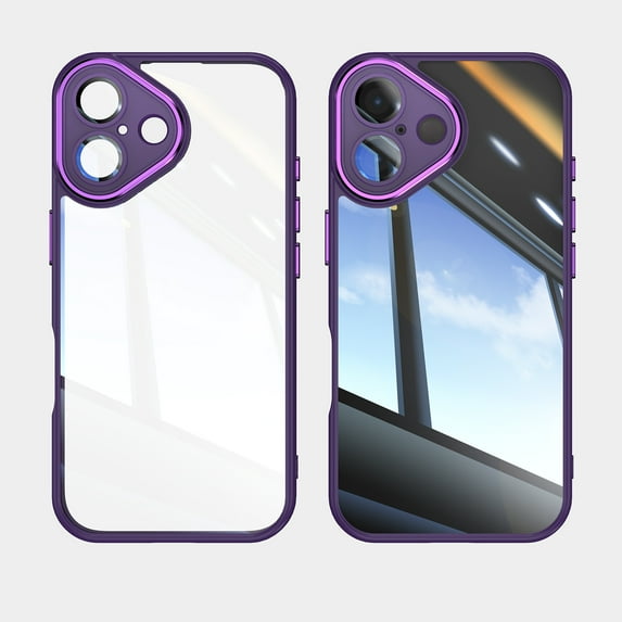ELEHOLD for iPhone 16 Plus Case, Slim Clear Non-Yellowing Shockproof Anti-Scratch Hard Back Cover Rugged with Camera Lens Protector Case for iPhone 16 Plus,Darkpurple