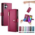 thumbnail image 1 of ELEHOLD for iPhone 16 Plus Flip Case, Wallet Zipper Magnetic Buckle Kickstand Wrist Strap Multifunctional Card Slots Wallet Business Case with Crossbody and Wrist Strap,Red, 1 of 7