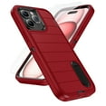 thumbnail image 1 of ELEHOLD for iPhone 16 Plus Hybrid Rugged Case with HD Screen Protector,Dual Layer Hard Protective Invisible Kickstand Non-Slip Drop-Proof Shockproof Anti-Scratches Heavy Duty Cover,Red+Black, 1 of 7