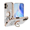 thumbnail image 1 of ELEHOLD Plating Case For iPhone 16 Plus – TPU Slim Magnetic Shockproof Cover, 360° Rotatable Ring Stand, 3D Astronaut Design, Lens All-Inclusive Protection, White, 1 of 6