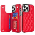 thumbnail image 1 of ELEHOLD for iPhone 16 Plus Wallet Case, RFID Blocking Card Holders Luxury Argyle Pattern Leather Case Kickstand Magnetic Button Slim Lightweight Shockproof Purse Case,Red, 1 of 7