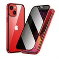 thumbnail image 1 of ELEHOLD for iPhone 16 Privacy Case, Anti-Peeping Double Metal Side Clear Tempered Glass Privacy Screen Protector Anti-Fall Shockproof Powerful Magnetic Case for iPhone 16 ,Red, 1 of 10