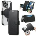 thumbnail image 1 of ELEHOLD for iPhone 16 Pro Case,Compatible with Mag Safe Accessories, Luxury Business 2 in 1 Detachable Flip Walle PU Leather Clear Soft TPU Back Folio Case+Camera Lens Protector,Black, 1 of 10