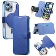 thumbnail image 1 of ELEHOLD for iPhone 16 Pro Case,Compatible with Mag Safe Accessories, Luxury Business 2 in 1 Detachable Flip Walle PU Leather Clear Soft TPU Back Folio Case+Camera Lens Protector,Blue, 1 of 10