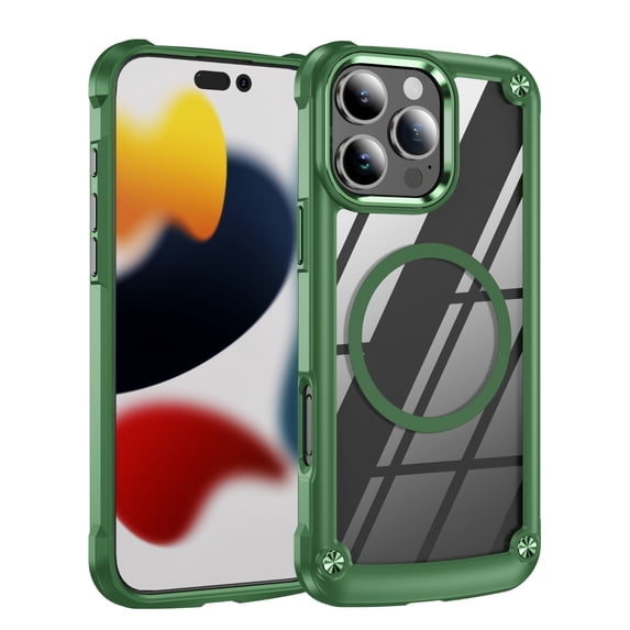 ELEHOLD for iPhone 16 Pro Case, Compatible with Mag Safe Accessory Military-Grade Drop Protection Scratch Resistant Slim Thin Crystal Clear Back Case for iPhone 16 Pro ,Olivegreen