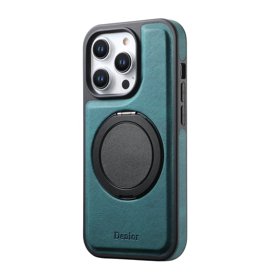 ELEHOLD for iPhone 16 Pro Case,Compatible with Mag Safe Accessory Ring Holder Kickstand Luxury Elegant Leather Slim Classic Thin Protective Cover for iPhone 16 Pro,Blue