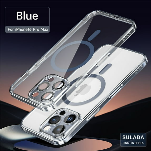 ELEHOLD for iPhone 16 Pro Case, Compatible with Mag Safe Accessory Slim Thin Non-Yellowing Shockproof Protective Bumper Cover Clear Phone Case with Lens Protector for iPhone 16 Pro,Blue