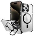 thumbnail image 1 of ELEHOLD for iPhone 16 Pro Case,Magnetic Compatible with Mag Safe Accessory Slim Thin Kickstand Shockproof Transparent Bumper Cover Non-Yellowing Shock-Absorbent Case for iPhone 16 Pro,Black, 1 of 8