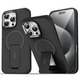 thumbnail image 1 of ELEHOLD for iPhone 16 Pro,Compatible with Magsafe Military Grade Invisible Kickstand Shockproof Protection Translucent Matte Anti-Scratch Protective Case for iPhone 16 Pro,Solidblack, 1 of 8