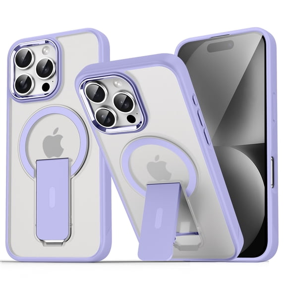 ELEHOLD for iPhone 16 Pro,Compatible with Magsafe Military Grade Invisible Kickstand Shockproof Protection Translucent Matte Anti-Scratch Protective Case for iPhone 16 Pro,Lavender