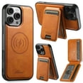 thumbnail image 1 of ELEHOLD for iPhone 16 Pro Leather Case Premium Leather Material with  Magnetic Detachable Card Holder Compatible with Mag Safe Charging Shockproof Slim Lightweight Case for iPhone 16 Pro ,Khaki, 1 of 7