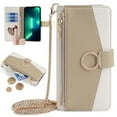 thumbnail image 1 of ELEHOLD for iPhone 16 Pro Leather Wallet Case with Card Slots Cash Pocket Zipper Purse Hidden Mirror,Luxury Crossbody Metal Chain Strap Wallet Case for Women Girls for iPhone 16 Pro,White, 1 of 6