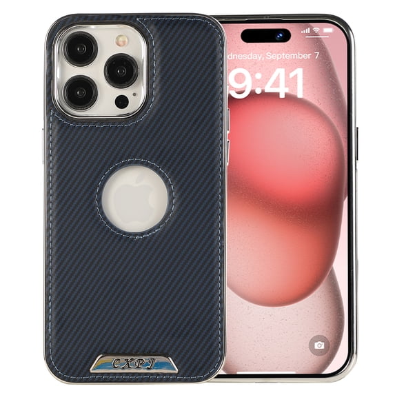 ELEHOLD for iPhone 16 Pro Magnetic Case, Compatible with Mag Safe Accessory Logo View Classic PU Leather Thin Slim Shockproof Phone Case for iPhone 16 Pro,Blue