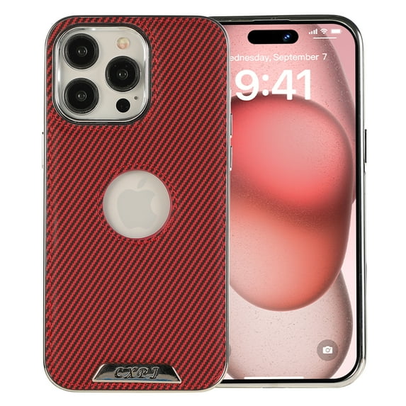 ELEHOLD for iPhone 16 Pro Magnetic Case, Compatible with Mag Safe Accessory Logo View Classic PU Leather Thin Slim Shockproof Phone Case for iPhone 16 Pro,Red