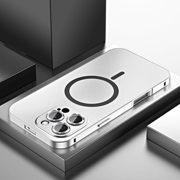 ELEHOLD for iPhone 16 Pro Max Case, Compatible with Mag Safe Accessory,Luxury Slim Fit Rugged Security Lock Shockproof Anti-Scratch Case with Lens Protector for iPhone 16 Pro Max,Titaniumsilver