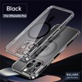thumbnail image 1 of ELEHOLD for iPhone 16 Pro Max Case, Compatible with Mag Safe Accessory Slim Thin Non-Yellowing Shockproof Protective Bumper Cover Clear Phone Case with Lens Protector for iPhone 16 Pro Max,Black, 1 of 7