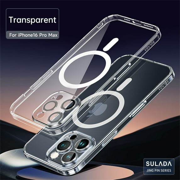 ELEHOLD for iPhone 16 Pro Max Case, Compatible with Mag Safe Accessory Slim Thin Non-Yellowing Shockproof Protective Bumper Cover Clear Phone Case with Lens Protector for iPhone 16 Pro Max,Clear