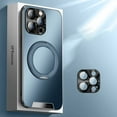 thumbnail image 1 of ELEHOLD for iPhone 16 Pro Max Case, Compatible with Mag safe Accessory Thin Fit Full Lens Film Protection Electroplate Ring Stand Frosted Shockpeoof Case for iPhone 16 Pro Max,Blue, 1 of 8