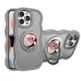 thumbnail image 1 of ELEHOLD for iPhone 16 Pro Max Case, Cute Curly Wavy Shape Magnetic Small Mirror Ring Stand Women Girls Shockproof Protection Case with Strap for iPhone 16 Pro Max,Gray, 1 of 12