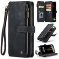 thumbnail image 1 of ELEHOLD for iPhone 16 Pro Max Case for Men Women Wallet Case, Premium Leather Shockproof Purse Case with Credit Card Slots Zipper Pocket Anti-Loss Wriststrap iPhone 16 Pro Max,Black, 1 of 1