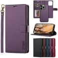 thumbnail image 1 of ELEHOLD for iPhone 16 Pro Max Case, Premium PU Leather Detachable Folio Cover RFID Blocking Card Slots Holder Magnetic Kickstand Full Protective Case with Wrist Strap for iPhone 16 Pro Max,Purple, 1 of 10