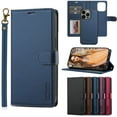 thumbnail image 1 of ELEHOLD for iPhone 16 Pro Max Case, Premium PU Leather Detachable Folio Cover RFID Blocking Card Slots Holder Magnetic Kickstand Full Protective Case with Wrist Strap for iPhone 16 Pro Max,Blue, 1 of 10