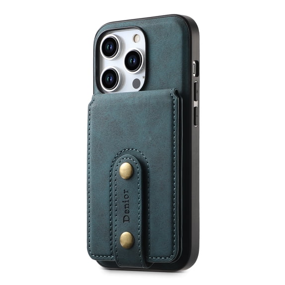 ELEHOLD for iPhone 16 Pro Max Case,Retro PU Leather Compatible with Mag Safe Accessory Detachable Card Holder Kickstand Shockproof Wallet Phone Case for iPhone 16 Pro Max,Blue