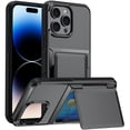 thumbnail image 1 of ELEHOLD for iPhone 16 Pro Max Case,Rugged Credit Card Holder Slot Flip Cover Back Pocket Dual Layer Protective Hard Shell TPU Rubber Bumper  Wallet Case for iPhone 16 Pro Max,Gray, 1 of 11