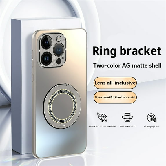 ELEHOLD for iPhone 16 Pro Max Case, Slim Compatible with Mag Safe Accessory Bling Diamond Ring Kickstand Shockproof Anti-Scratch Protective Rugged Case for iPhone 16 Pro Max,Titaniumgray
