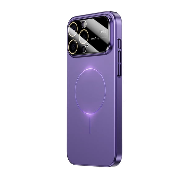 ELEHOLD For iPhone 16 Pro Max Hard PC Shockproof Case Slim Magnetic Rugged Cover, Mag Safe Compatible, Lens All-inclusive Design, with 9HD Lens Protecor, Purple