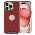 thumbnail image 1 of ELEHOLD for iPhone 16 Pro Max Magnetic Case,  Compatible with Mag Safe Accessory Logo View Classic PU Leather Thin Slim Shockproof Phone Case for iPhone 16 Pro Max,Red, 1 of 7