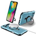 thumbnail image 1 of ELEHOLD For iPhone 16 Pro Max Magnetic Heavy Duty Shockproof Case Rugged Cover, with 360° Rotable Ring Stand, Lens All-Inclusive, Support Wireless Charging, Lightblue, 1 of 10