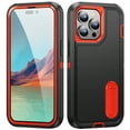 thumbnail image 1 of ELEHOLD for iPhone 16 Pro Max Rugged Protective Case Multi Layer Shockproof Hidden Kickstand Hybrid Silicone Hard PC Cover for iPhone 16 Pro Max,Black+Orange, 1 of 8