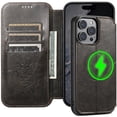 thumbnail image 1 of ELEHOLD for iPhone 16 Pro Max Wallet Case Premium Leather with Card Slots Kickstand Function Magnetic Absorption Compatible with Mag Safe Charging Shockproof Protective Case,Black, 1 of 6