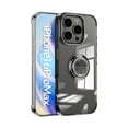 thumbnail image 1 of ELEHOLD for iPhone 16 Pro Plating Clear Case,Transparent Case with Ring Holder Kickstand Work with Magnetic Car Mount Shockproof  Protective Cover Phone Case for iPhone 16 Pro,Black, 1 of 6