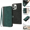 thumbnail image 1 of ELEHOLD for iPhone 16 Wallet Case with Detachable Wrist Strap Handbag, Luxury PU Leather Flip Soft TPU Built-in Magnetic Card Slots Kickstand Function Shockproof Protective Cover Case,Darkgreen, 1 of 7
