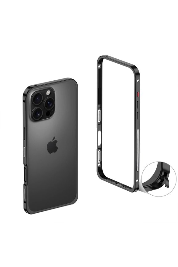 For iPhone 16e Case,No Len Cap, Metal Frame Heat Dissipation Net Rugged Shockproof Bumper Frame Phone Case Cover For iPhone 16e,Black