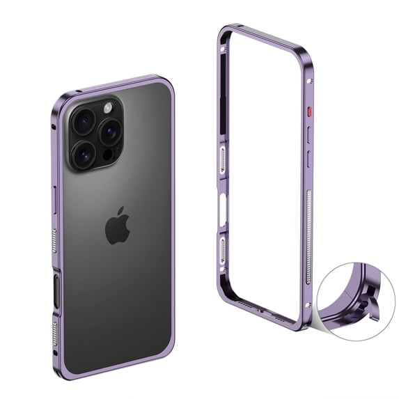 ELEHOLD For iPhone 16e Case,No Len Cap, Metal Frame Heat Dissipation Net Rugged Shockproof Bumper Frame Phone Case Cover For iPhone 16e,Purple