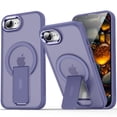 thumbnail image 1 of ELEHOLD for iPhone 16e,Compatible with Magsafe Military Grade Invisible Kickstand Shockproof Protection Translucent Matte Anti-Scratch Protective Case for iPhone 16e,Darkpurple, 1 of 8